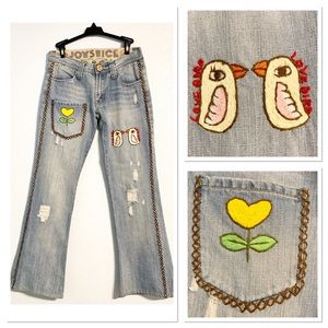 Johnny Was Joystick Embroidered Flare Leg Jeans